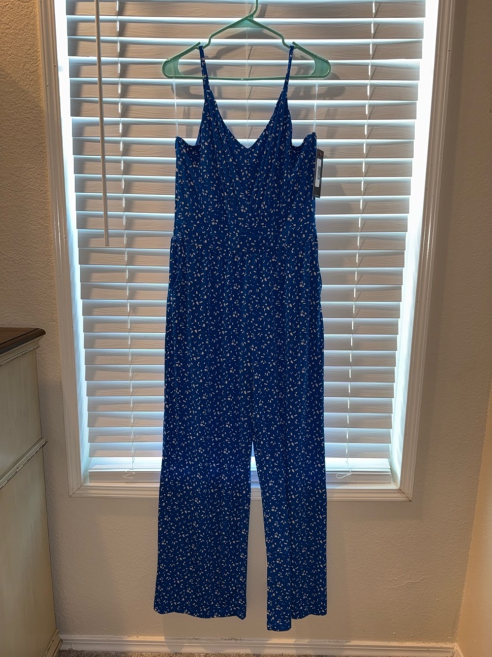 Royal Blue Floral Spaghetti-Strap Jumpsuit